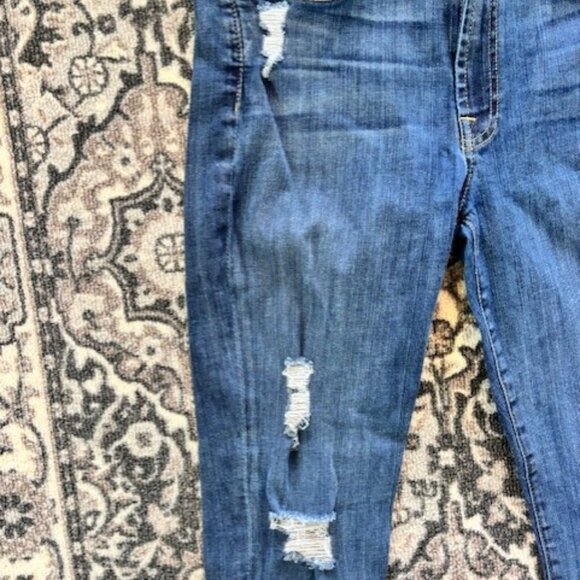 7 For All Mankind Skinny Jeans 32 Distressed Med Rise Wash Stretch Streetwear - Picture 2 of 10